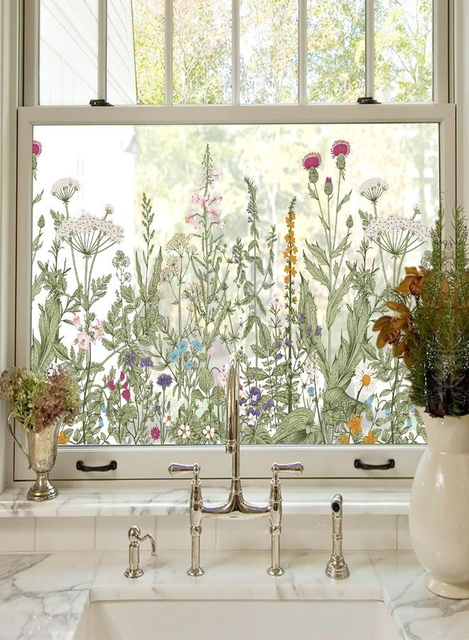 ADD.HERES Window Privacy Film,Colorful Floral Window Stickers,Removable DIY Bouquet Static Clings, Decals for Home School Office Party Supplies, Wildflower Reverie, 17.5 x 78.7 in - Image 3